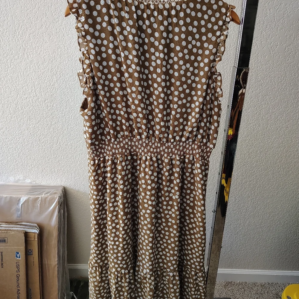 Jcrew Smocked-waist midi dress in polka dot xxl Easter - Picture 6 of 8